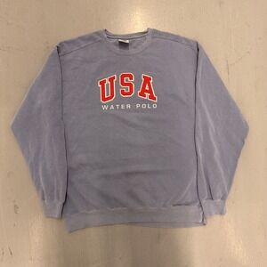 Comfort Colors USA Water Polo Sweatshirt XL Blue Garment Dye Crewneck Mens XL